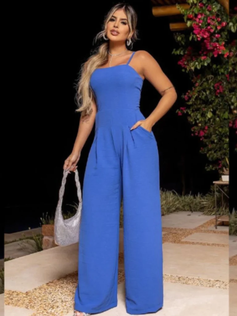 Macacão longo pantalona feminino