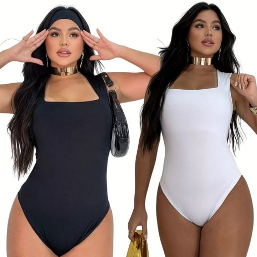 Kit 2 Body Feminino Decote Quadrado: praticidade e estilo Kit 2 Body Feminino Decote Quadrado