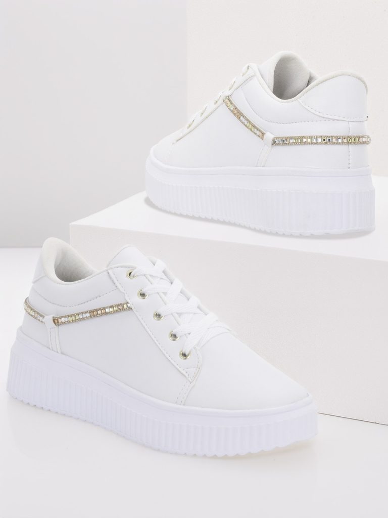 Tênis Flatform Feminino Branco Sola Alta Plataforma