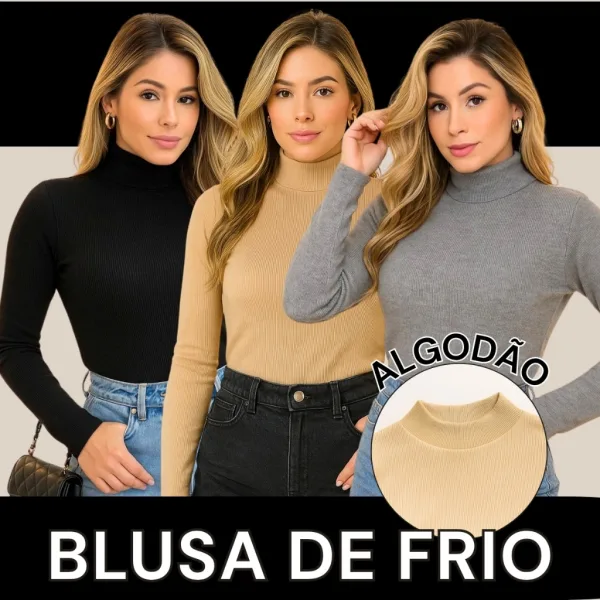 Blusa Cacharrel Feminina de Manga Longa e Gola Alta Blusa feminina cacharrel de manga longa com gola alta