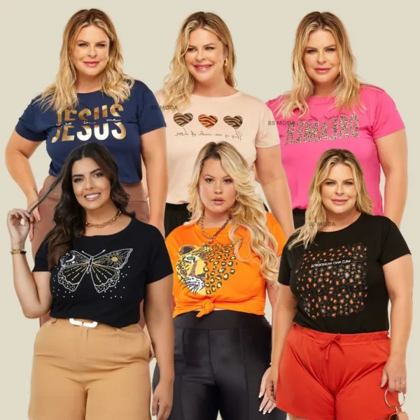 Blusa Plus Size Estampada para Looks Femininos Blusa plus size feminina com estampas variadas