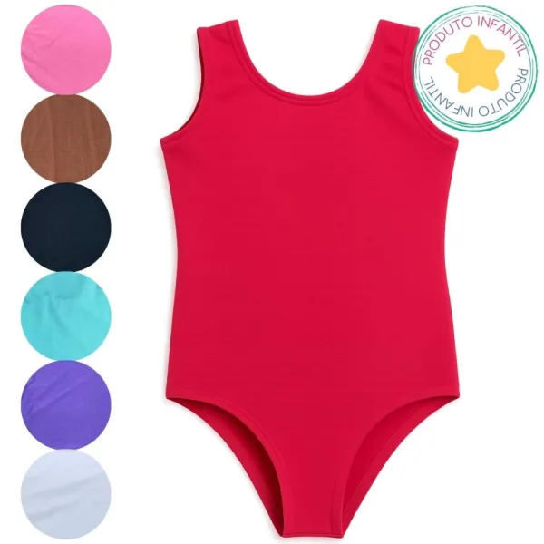 Body Collant Infantil Básico para Meninas com Estampa Lisa Body collant infantil básico para meninas com estampa lisa