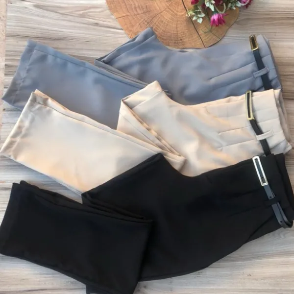 Calça Alfaiataria Feminina com Cinto | Social Casual Calça alfaiataria feminina com cinto e zíper lateral