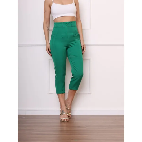 Calça pantacourt de alfaiataria feminina sem bolso Calça pantacourt de alfaiataria feminina sem bolso