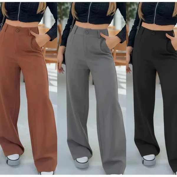 Calça pantalona alfaiataria de cintura alta wide leg Calça pantalona de alfaiataria com cintura alta, bolsos e modelagem wide leg