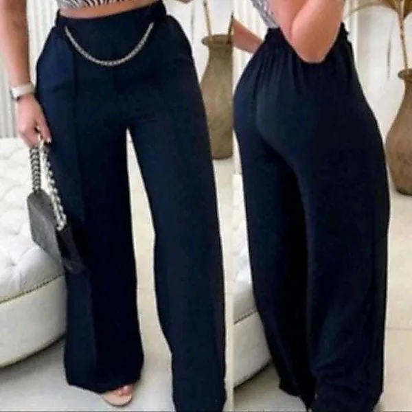 Calça Pantalona Duna Feminina com Correntinha Calça pantalona Duna feminina com correntinha e bolso social