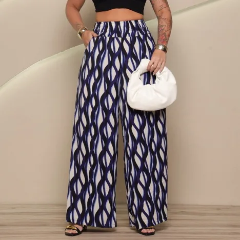 Calça Pantalona Estampada para Looks Elegantes Calça pantalona estampada elegante para looks versáteis