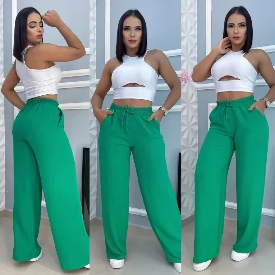 Calça Pantalona Feminina Duna com Cintura Alta Calça pantalona feminina Duna com cintura alta