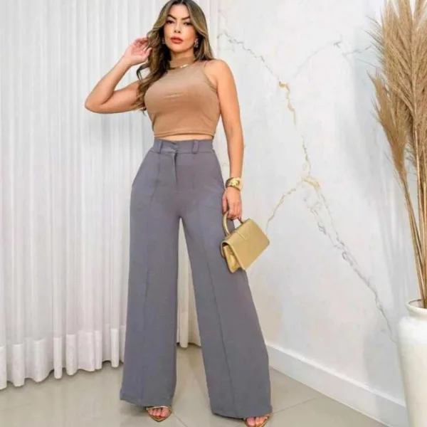 Calça Pantalona Feminina Duna com Forro e Botão Calça pantalona feminina Duna com forro e botão