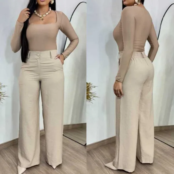 Calça Pantalona Marrant Sensorial Cintura Alta Calça pantalona feminina Marrant Sensorial de cintura alta com bolsos