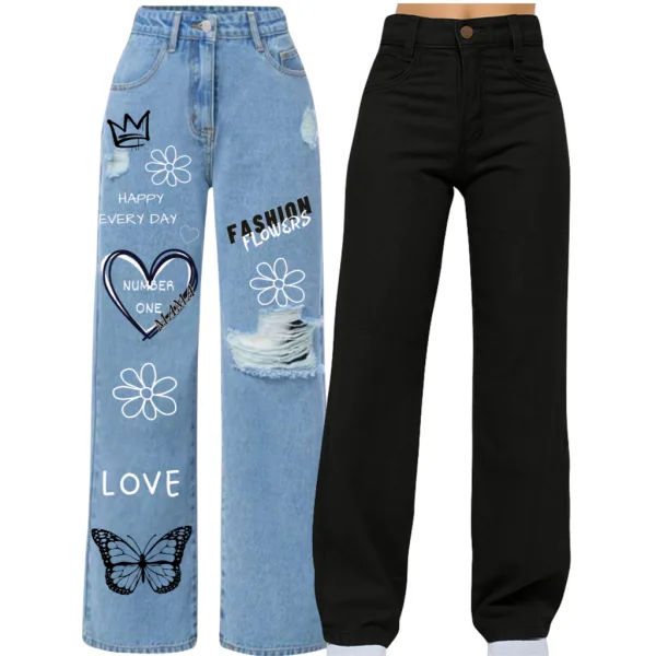 Calça Pantalona Wide Leg Infantil Premium | Shopee Calça pantalona jeans wide leg infantil para menina de 8 a 16 anos