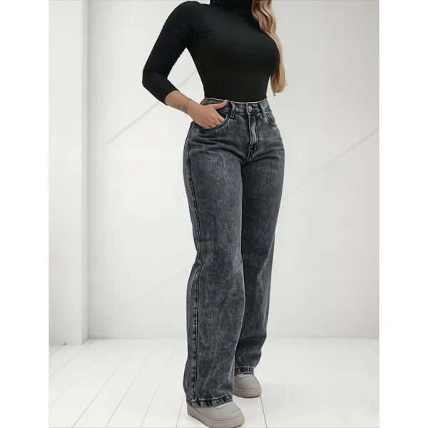 Calça Wide Leg Grafite Feminina | Estilo Pantalona Calça pantalona wide leg feminina na cor cinza grafite