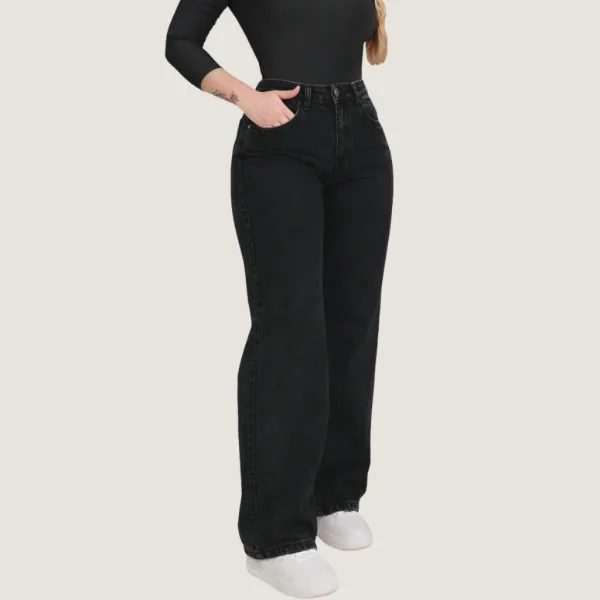 Calça Wide Leg Jeans Feminina Cintura Alta Calça jeans wide leg feminina de cintura alta