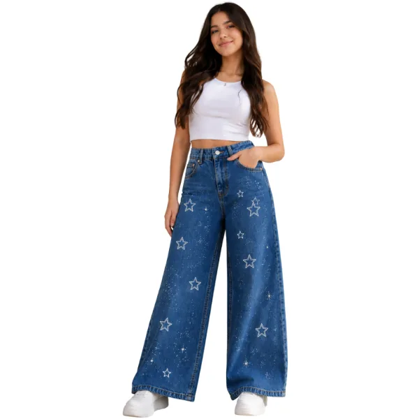 Calça Wide Leg Pantalona Infantil Juvenil para Menina Calça pantalona wide leg infantil juvenil para menina