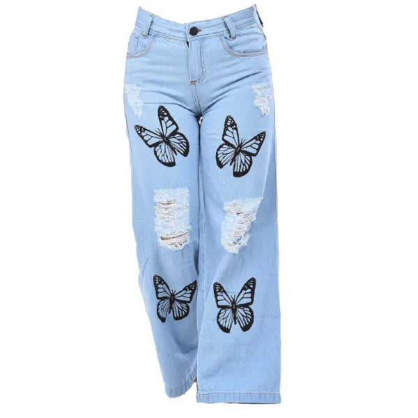 Calça Wide Leg Pantalona Juvenil Infantil Estampada Calça jeans wide leg pantalona juvenil infantil com estampas