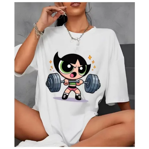 Camiseta Feminina de Algodão para Academia e Fitness Camiseta feminina 100% algodão Meninas Poderosas para academia
