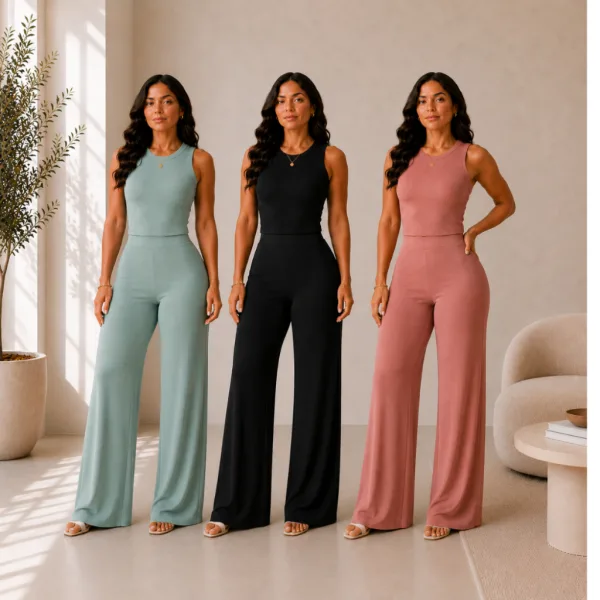 Conjunto Feminino Pantalona para Festa e Trabalho Conjunto feminino com calça pantalona e blusa para festa, trabalho e passeio