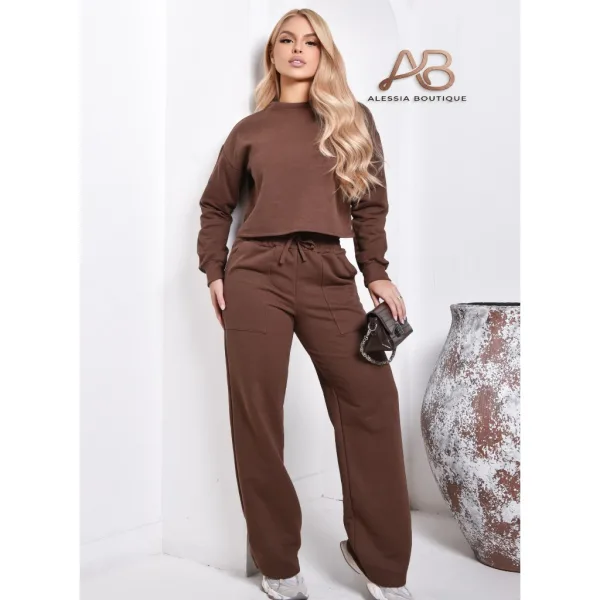 Conjunto feminino de moletom para o inverno Conjunto feminino com blusa e calça de moletom para o inverno