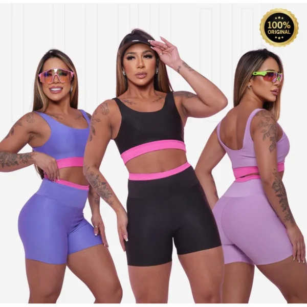 Conjunto fitness feminino com short para academia Conjunto fitness feminino com short para academia