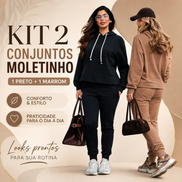 Conjunto de Moletom Feminino para Trabalho e Academia Dois conjuntos de moletom feminino para trabalho e academia