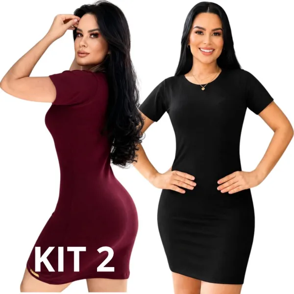 Kit com 2 Vestidos Femininos para Dia a Dia e Festa Kit com 2 vestidos femininos para uso casual e festa