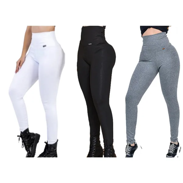 Kit com 3 leggings grossas para academia e treino Kit com 3 calças leggings grossas para academia