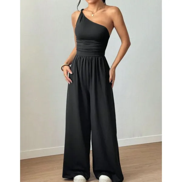 Macacão Longo Mula Manca Drapeado para Moda Social Macacão longo feminino mula manca regata com drapeado para moda social