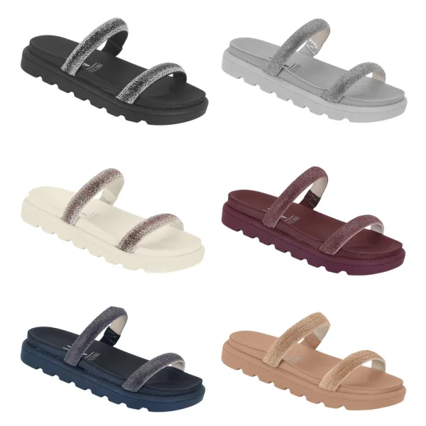 Sandália Vizzano Flatform Baixa com Brilho Sandália Vizzano feminina com brilho e salto flatform baixo
