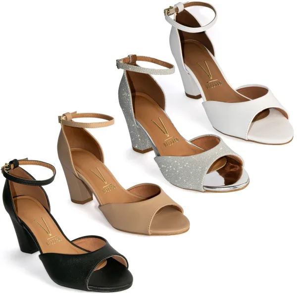 Sandália Vizzano Salto Bloco Confortável para Looks Versáteis Sandália Vizzano com salto bloco médio grosso confortável