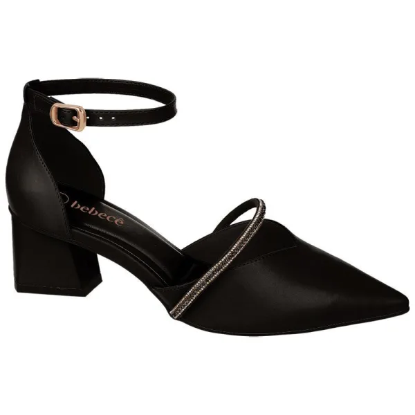 Scarpin Bebecê com Salto Bloco e Bico Fino Scarpin Bebecê com salto bloco, bico fino e fecho
