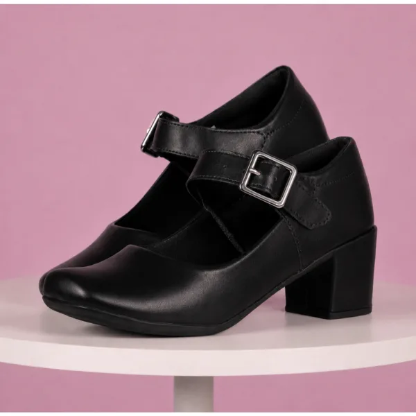 Scarpin Mary Jane Preto com Fivela Casual Scarpin feminino preto estilo Mary Jane com fivela