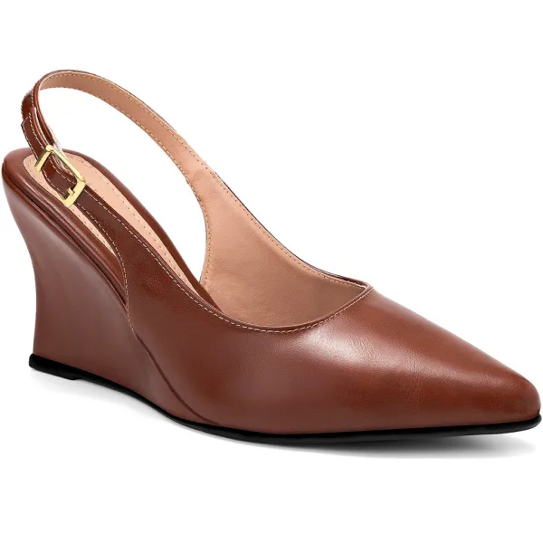 Scarpin Slingback Feminino com Salto Anabela Scarpin feminino slingback com salto anabela e bico fino