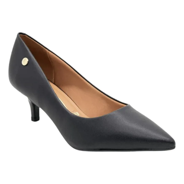 Scarpin Vizzano Preto com Salto Fino Baixo Casual Scarpin feminino Vizzano preto com salto fino baixo para uso casual