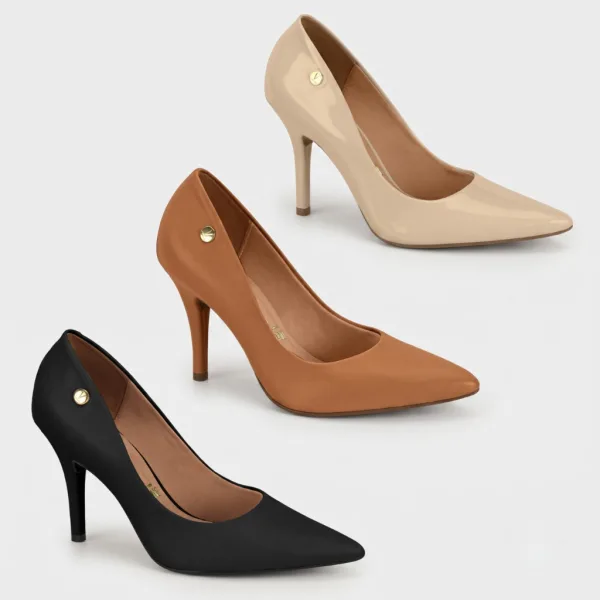 Scarpin Vizzano de Salto Alto para Looks Sociais Scarpin feminino Vizzano de salto alto e bico fino para looks sociais