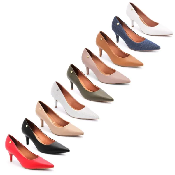 Scarpin Vizzano de salto baixo para looks femininos Scarpin feminino Vizzano com salto baixo fino