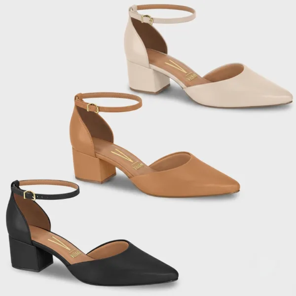 Scarpin Vizzano de Salto Baixo para o Trabalho Scarpin Vizzano feminino de salto baixo e bico fino