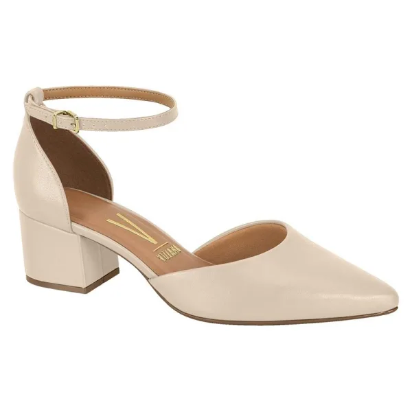 Scarpin Vizzano Salto Bloco Bico Fino | Shopee Scarpin Vizzano com salto bloco, bico fino e fecho