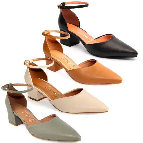 Scarpin Vizzano de Salto Médio para Looks Femininos Scarpin Vizzano feminino com salto médio bloco e tornozeleira