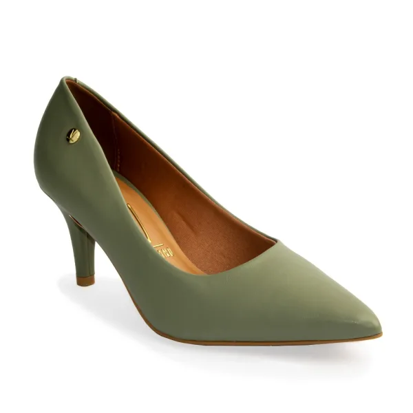 Scarpin Vizzano Verde Feminino com Salto Baixo Fino Scarpin Vizzano feminino verde com salto baixo fino