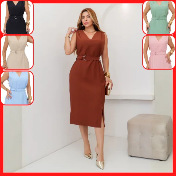 Vestido Midi Alfaiataria Elegante para Festa Vestido midi de alfaiataria elegante para festa