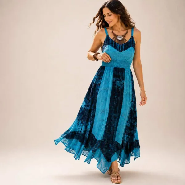 Vestido Midi Boho com Renda para Looks Femininos Vestido midi feminino de estilo boho com renda
