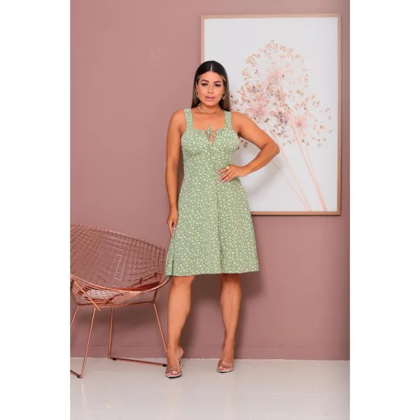 Vestido Midi Verde com Bojo e Forro para Looks Românticos Vestido feminino verde midi de alcinha com bojo e forro
