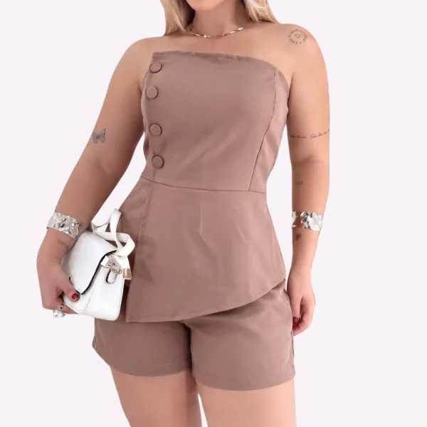 Conjunto feminino social de alfaiataria com short Conjunto feminino social de alfaiataria com short e blusa
