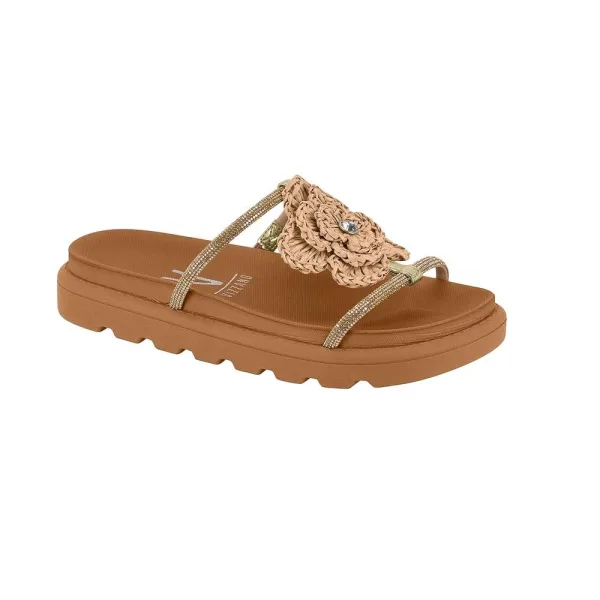 Papete Vizzano com Flor de Strass para Looks Femininos Papete Vizzano feminina com detalhe de flor e strass