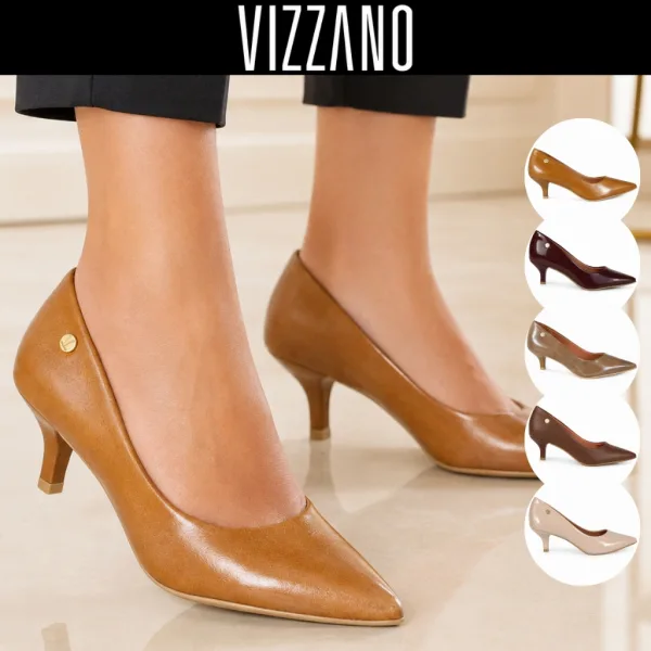 Scarpin Vizzano de Salto Baixo Fino para Looks Femininos Scarpin Vizzano feminino de salto baixo fino