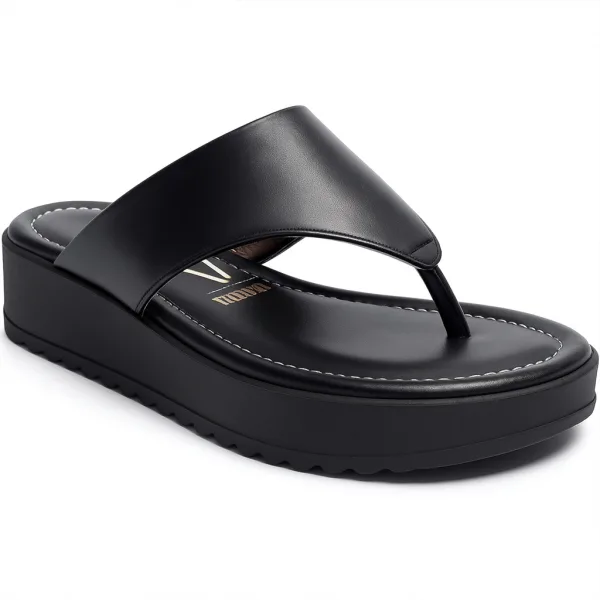 Tamanco Vizzano preto com plataforma flat acolchoada Tamanco Vizzano feminino preto com plataforma flat acolchoada