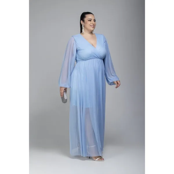 Vestido de Festa Plus Size Longo com Brilho 2 em 1 Vestido de festa plus size longo feminino com brilho